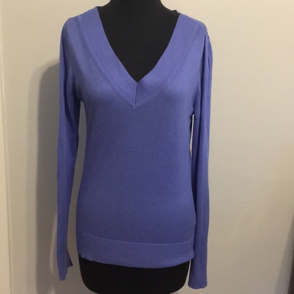 Banana Republic Blue Silk Cashmere V-neck Sweater, XS